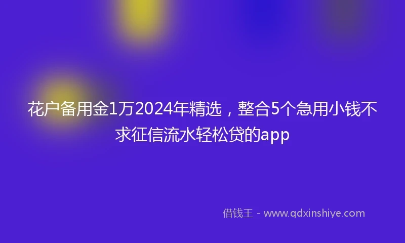 花户备用金1万2024年精选，整合5个急用小钱不求征信流水轻松贷的app