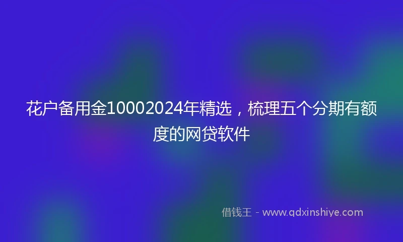 花户备用金10002024年精选，梳理五个分期有额度的网贷软件