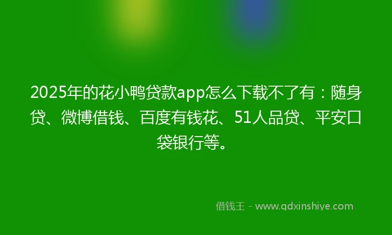 2025年的花小鸭贷款app怎么下载不了有：随身贷、微博借钱、百度有钱花、51人品贷、平安口袋银行等。