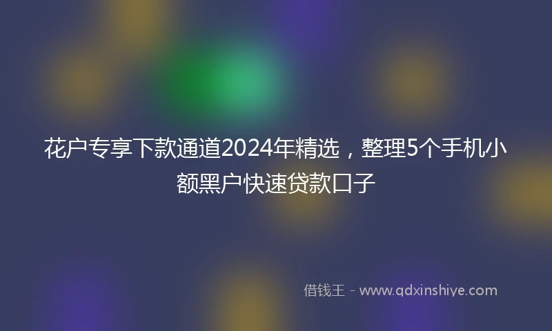 花户专享下款通道2024年精选，整理5个手机小额黑户快速贷款口子