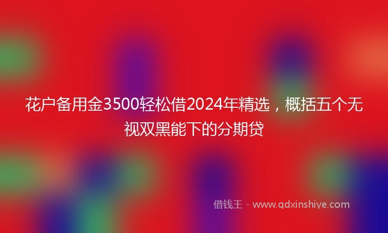 花户备用金3500轻松借2024年精选，概括五个无视双黑能下的分期贷