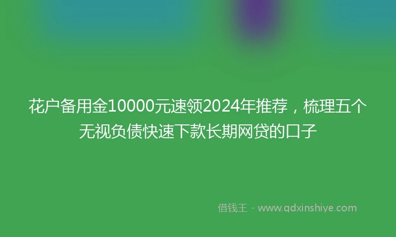 花户备用金10000元速领2024年推荐，梳理五个无视负债快速下款长期网贷的口子