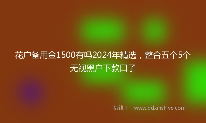 花户备用金1500有吗2024年精选，整合五个5个无视黑户下款口子
