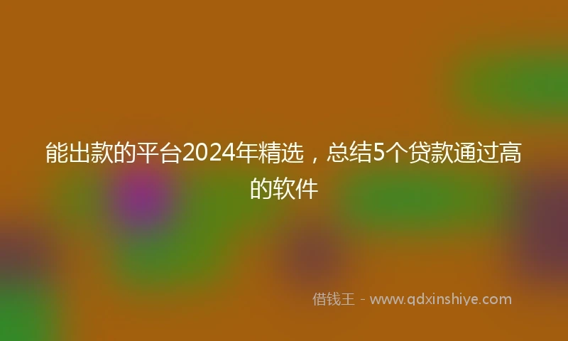 能出款的平台2024年精选，总结5个贷款通过高的软件