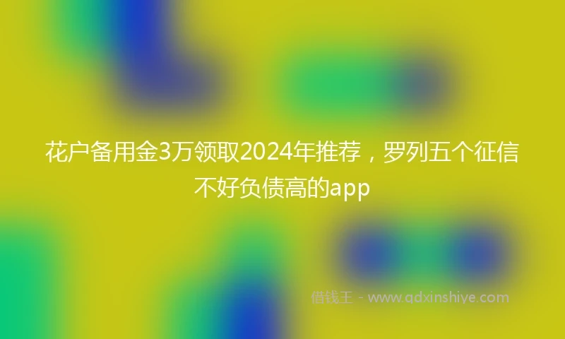 花户备用金3万领取2024年推荐，罗列五个征信不好负债高的app