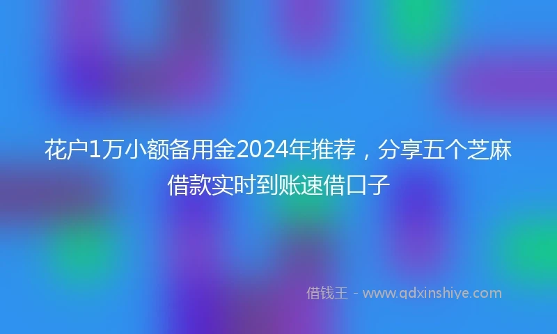 花户1万小额备用金2024年推荐，分享五个芝麻借款实时到账速借口子