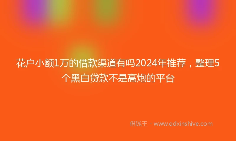 花户小额1万的借款渠道有吗2024年推荐，整理5个黑白贷款不是高炮的平台