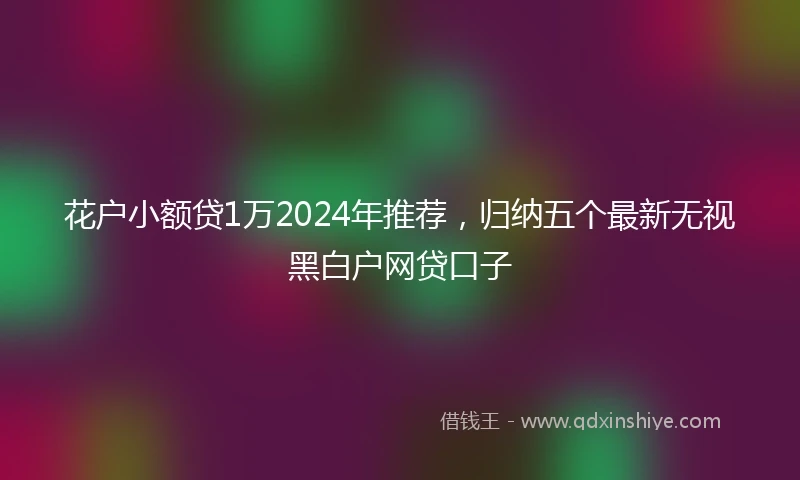 花户小额贷1万2024年推荐，归纳五个最新无视黑白户网贷口子