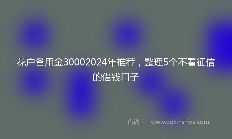 花户备用金30002024年推荐，整理5个不看征信的借钱口子