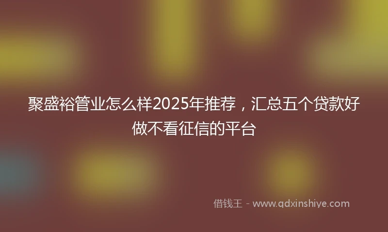 聚盛裕管业怎么样2025年推荐，汇总五个贷款好做不看征信的平台