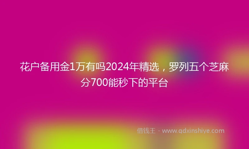 花户备用金1万有吗2024年精选，罗列五个芝麻分700能秒下的平台