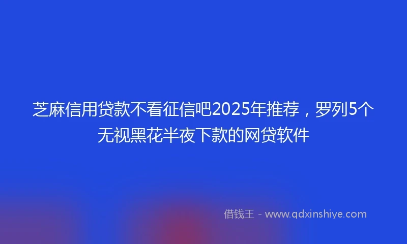 芝麻信用贷款不看征信吧2025年推荐，罗列5个无视黑花半夜下款的网贷软件