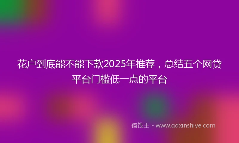 花户到底能不能下款2025年推荐，总结五个网贷平台门槛低一点的平台