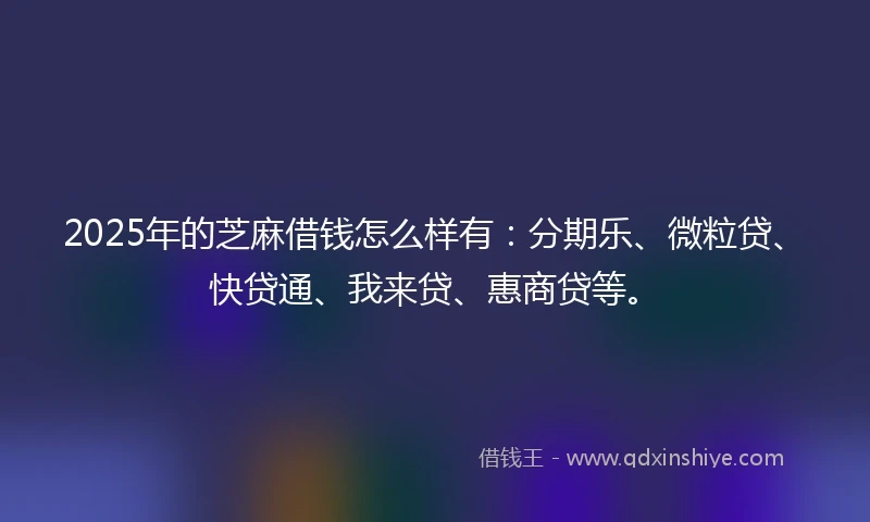 2025年的芝麻借钱怎么样有：分期乐、微粒贷、快贷通、我来贷、惠商贷等。