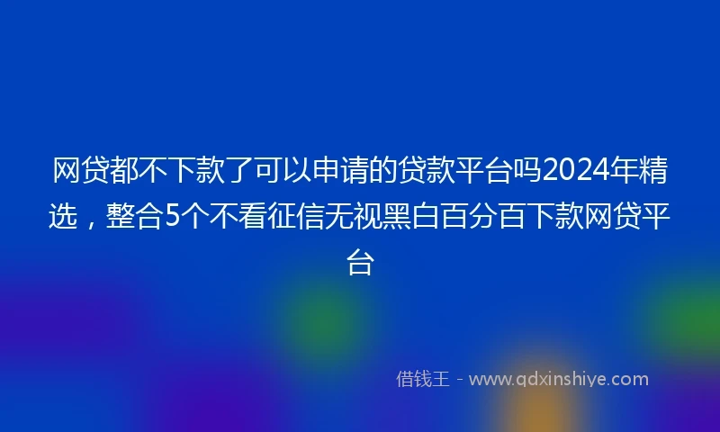 网贷都不下款了可以申请的贷款平台吗2024年精选，整合5个不看征信无视黑白百分百下款网贷平台