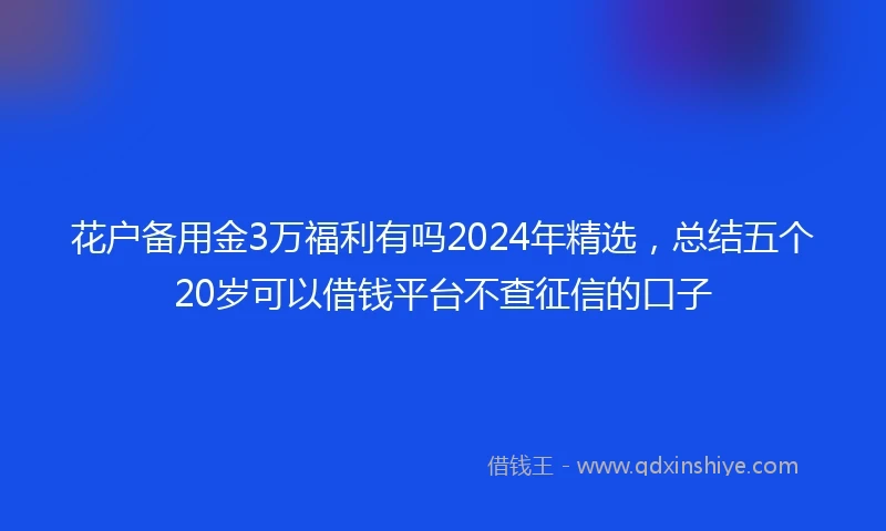 花户备用金3万福利有吗2024年精选，总结五个20岁可以借钱平台不查征信的口子