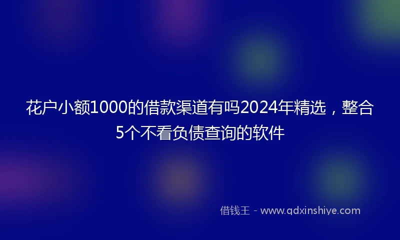 花户小额1000的借款渠道有吗2024年精选，整合5个不看负债查询的软件