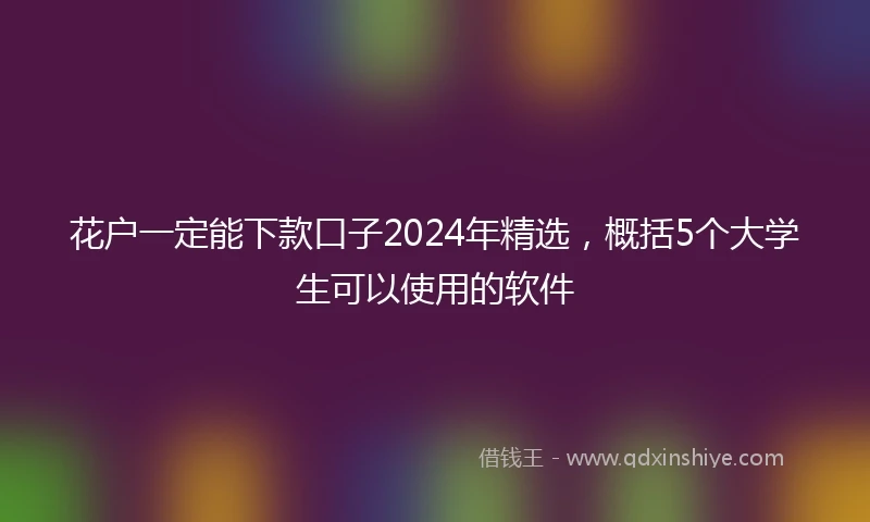 花户一定能下款口子2024年精选，概括5个大学生可以使用的软件