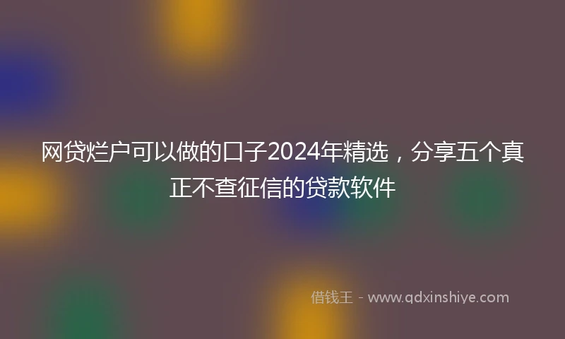 网贷烂户可以做的口子2024年精选，分享五个真正不查征信的贷款软件