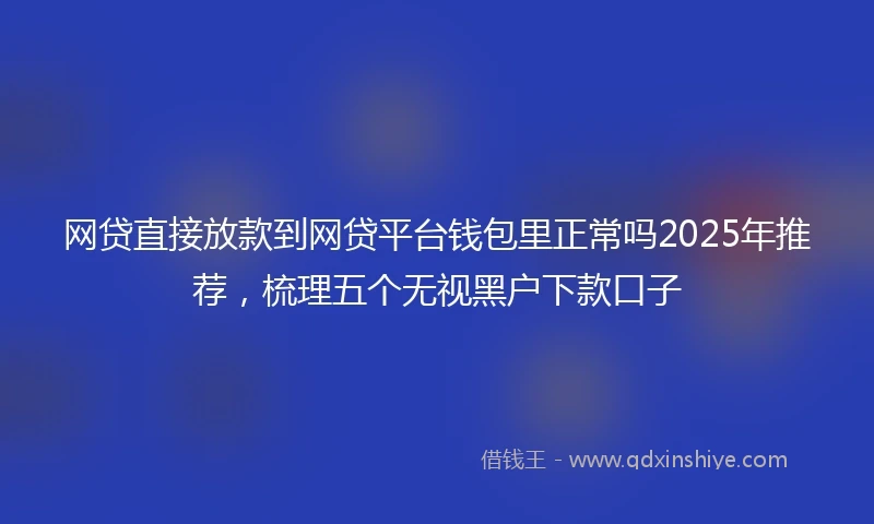 网贷直接放款到网贷平台钱包里正常吗2025年推荐,梳理五个无视黑户下款口子