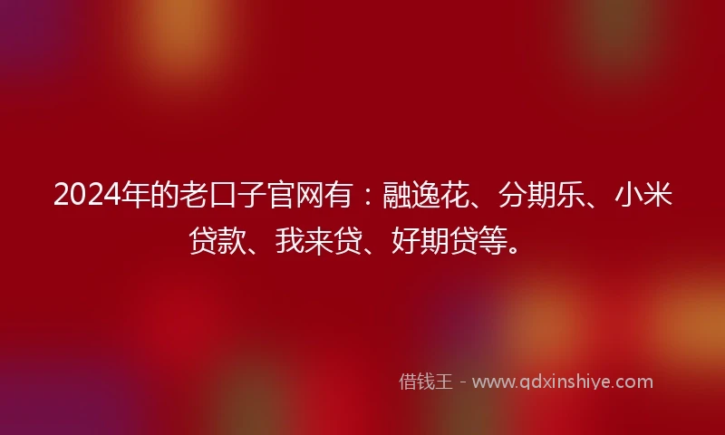 2024年的老口子官网有：融逸花、分期乐、小米贷款、我来贷、好期贷等。
