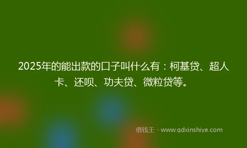 2025年的能出款的口子叫什么有：柯基贷、超人卡、还呗、功夫贷、微粒贷等。