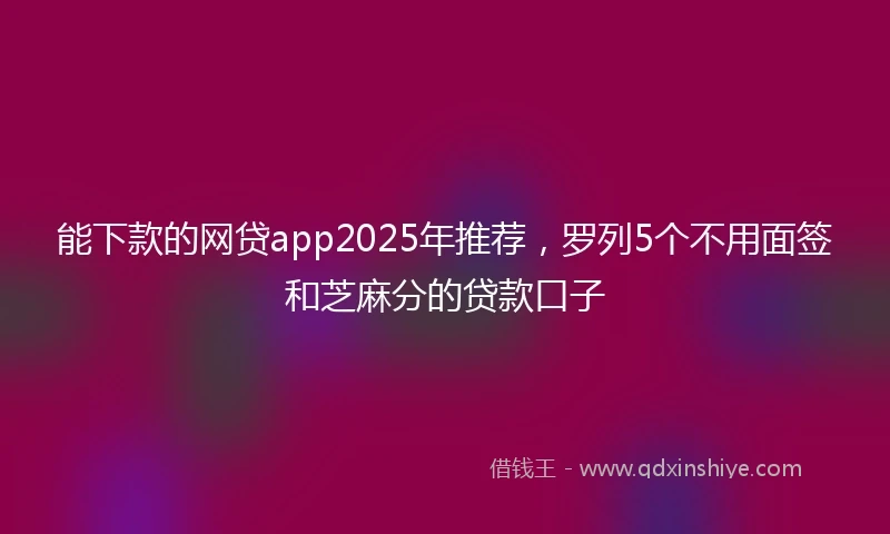 能下款的网贷app2025年推荐，罗列5个不用面签和芝麻分的贷款口子