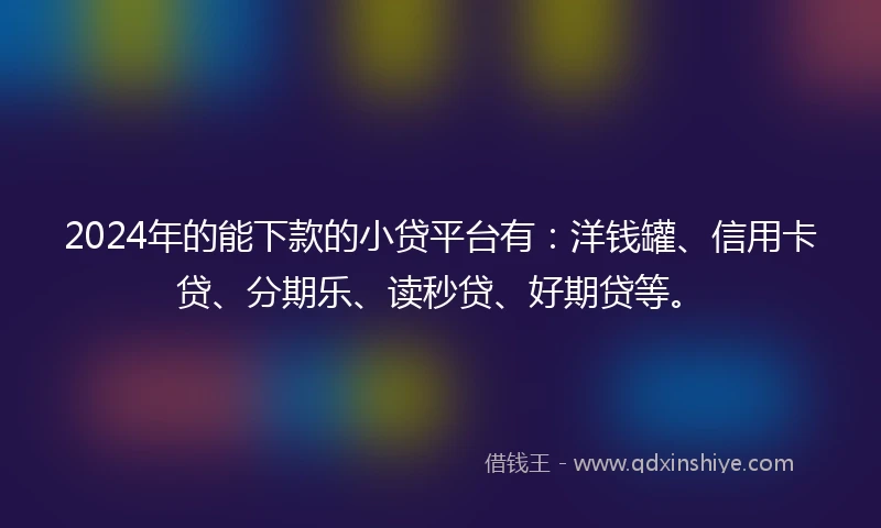 2024年的能下款的小贷平台有：洋钱罐、信用卡贷、分期乐、读秒贷、好期贷等。