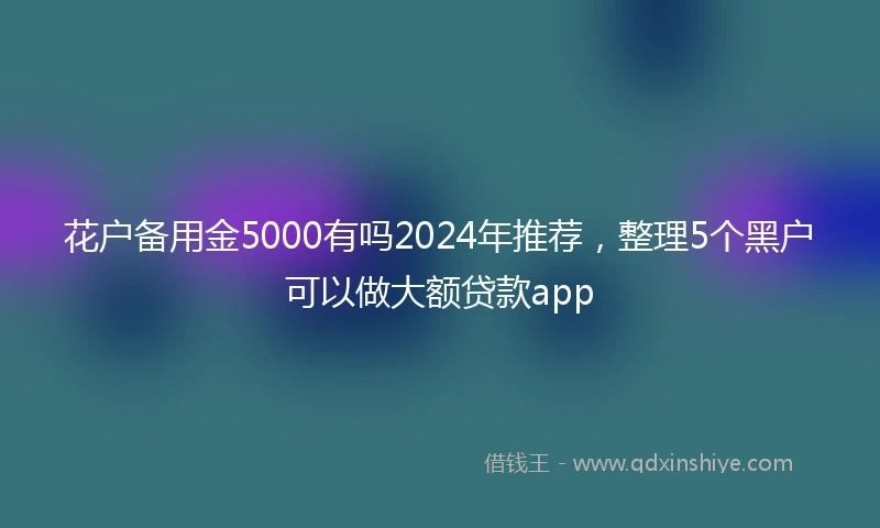 花户备用金5000有吗2024年推荐，整理5个黑户可以做大额贷款app