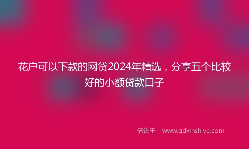 花户可以下款的网贷2024年精选，分享五个比较好的小额贷款口子