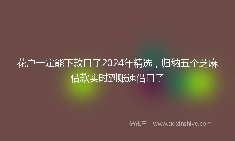 花户一定能下款口子2024年精选，归纳五个芝麻借款实时到账速借口子