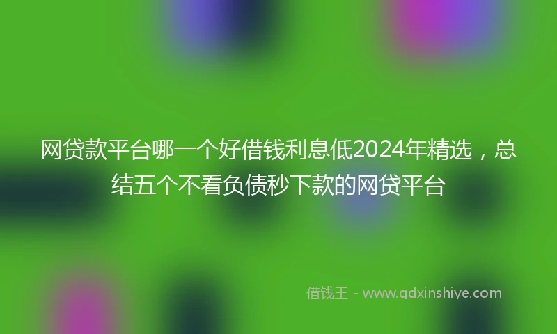 网贷款平台哪一个好借钱利息低2024年精选，总结五个不看负债秒下款的网贷平台