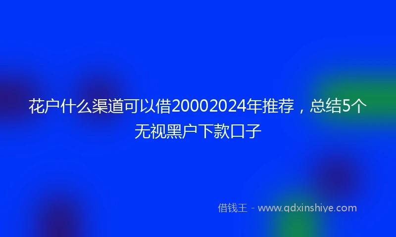 花户什么渠道可以借20002024年推荐，总结5个无视黑户下款口子