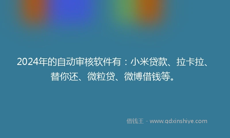 2024年的自动审核软件有：小米贷款、拉卡拉、替你还、微粒贷、微博借钱等。