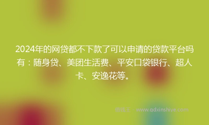 2024年的网贷都不下款了可以申请的贷款平台吗有：随身贷、美团生活费、平安口袋银行、超人卡、安逸花等。