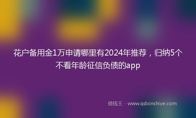 花户备用金1万申请哪里有2024年推荐，归纳5个不看年龄征信负债的app
