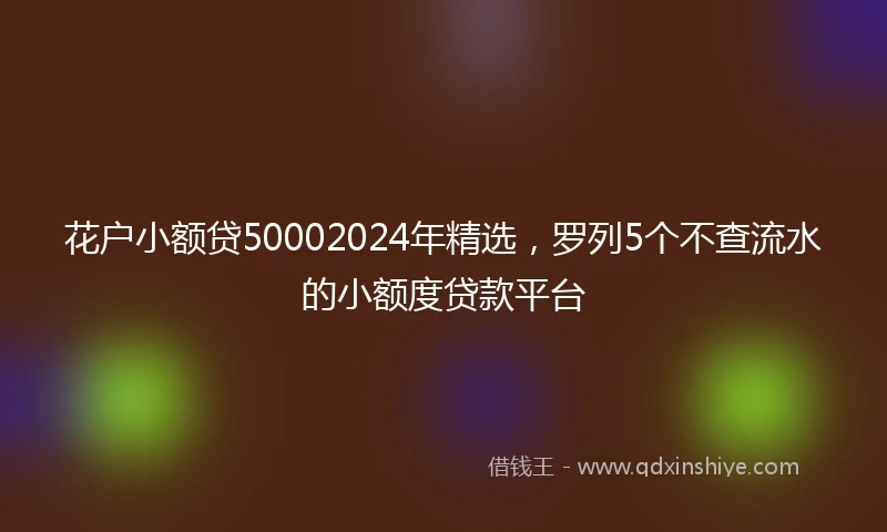 花户小额贷50002024年精选，罗列5个不查流水的小额度贷款平台