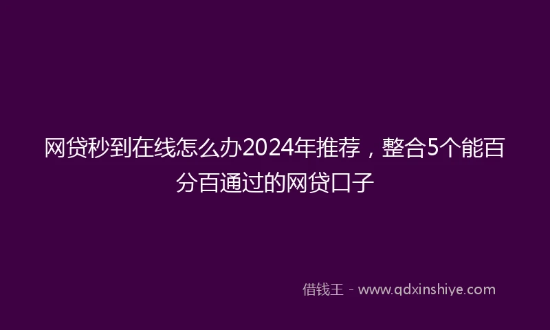 网贷秒到在线怎么办2024年推荐，整合5个能百分百通过的网贷口子
