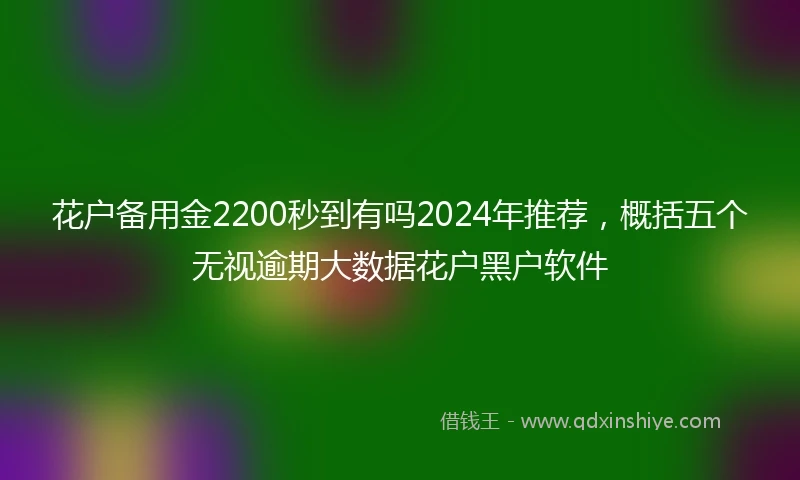 花户备用金2200秒到有吗2024年推荐，概括五个无视逾期大数据花户黑户软件