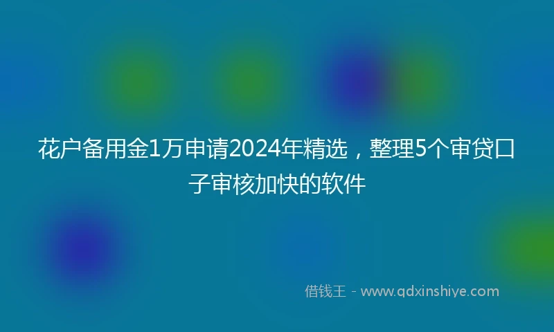 花户备用金1万申请2024年精选，整理5个审贷口子审核加快的软件