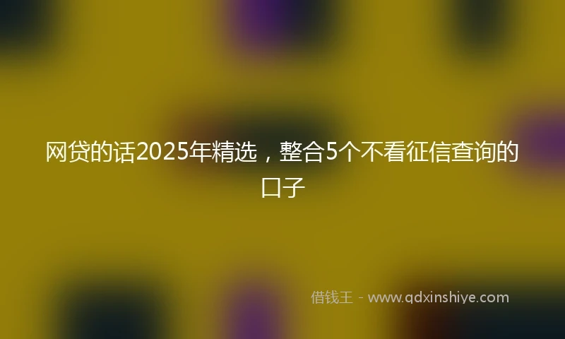 网贷的话2025年精选，整合5个不看征信查询的口子