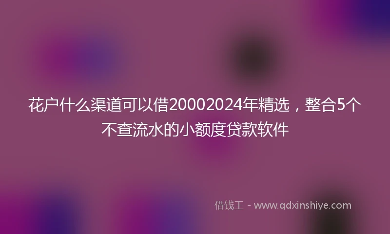 花户什么渠道可以借20002024年精选，整合5个不查流水的小额度贷款软件