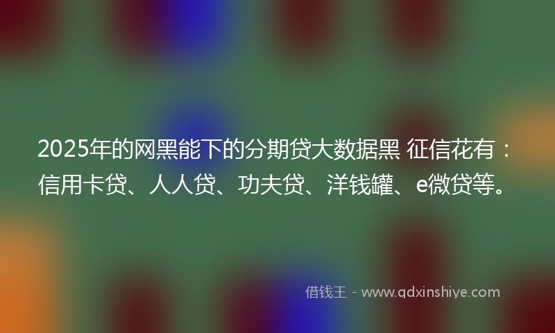 2025年的网黑能下的分期贷大数据黑 征信花有：信用卡贷、人人贷、功夫贷、洋钱罐、e微贷等。