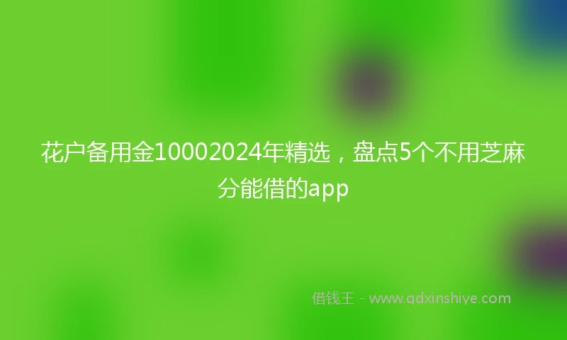 花户备用金10002024年精选，盘点5个不用芝麻分能借的app