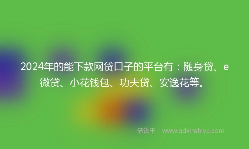 2024年的能下款网贷口子的平台有：随身贷、e微贷、小花钱包、功夫贷、安逸花等。