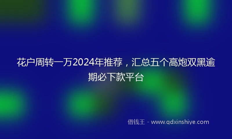 花户周转一万2024年推荐，汇总五个高炮双黑逾期必下款平台