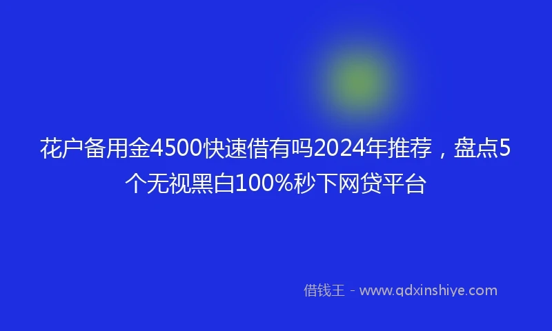 花户备用金4500快速借有吗2024年推荐，盘点5个无视黑白100%秒下网贷平台