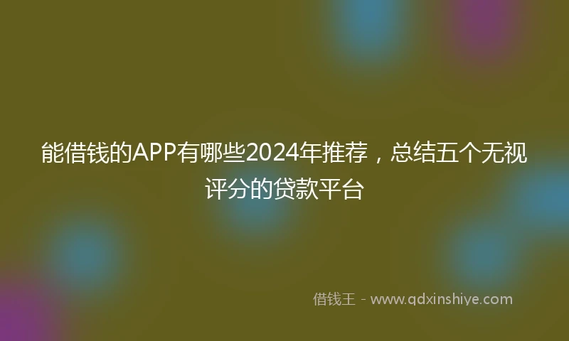 能借钱的APP有哪些2024年推荐，总结五个无视评分的贷款平台