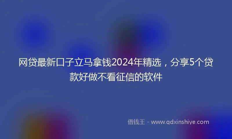 网贷最新口子立马拿钱2024年精选，分享5个贷款好做不看征信的软件