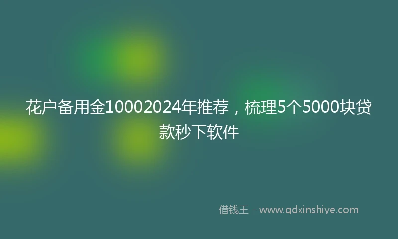花户备用金10002024年推荐，梳理5个5000块贷款秒下软件